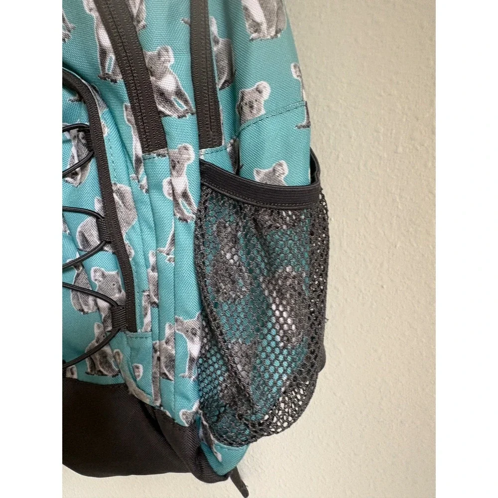Pottery Barn Kids Koala Print Backpack Teal Gray Multi-Pocket Bag with Bungee